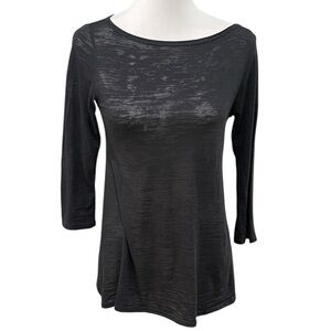 Nation LTD Burnout 3/4 Sleeve T Shirt Top SZ S Black